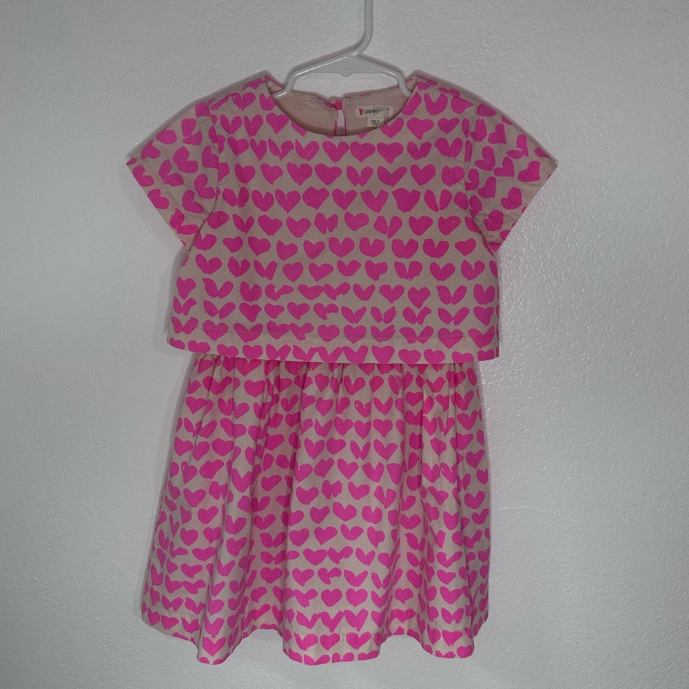 Crewcuts Girls Pink Heart Print Dress Size 6/8